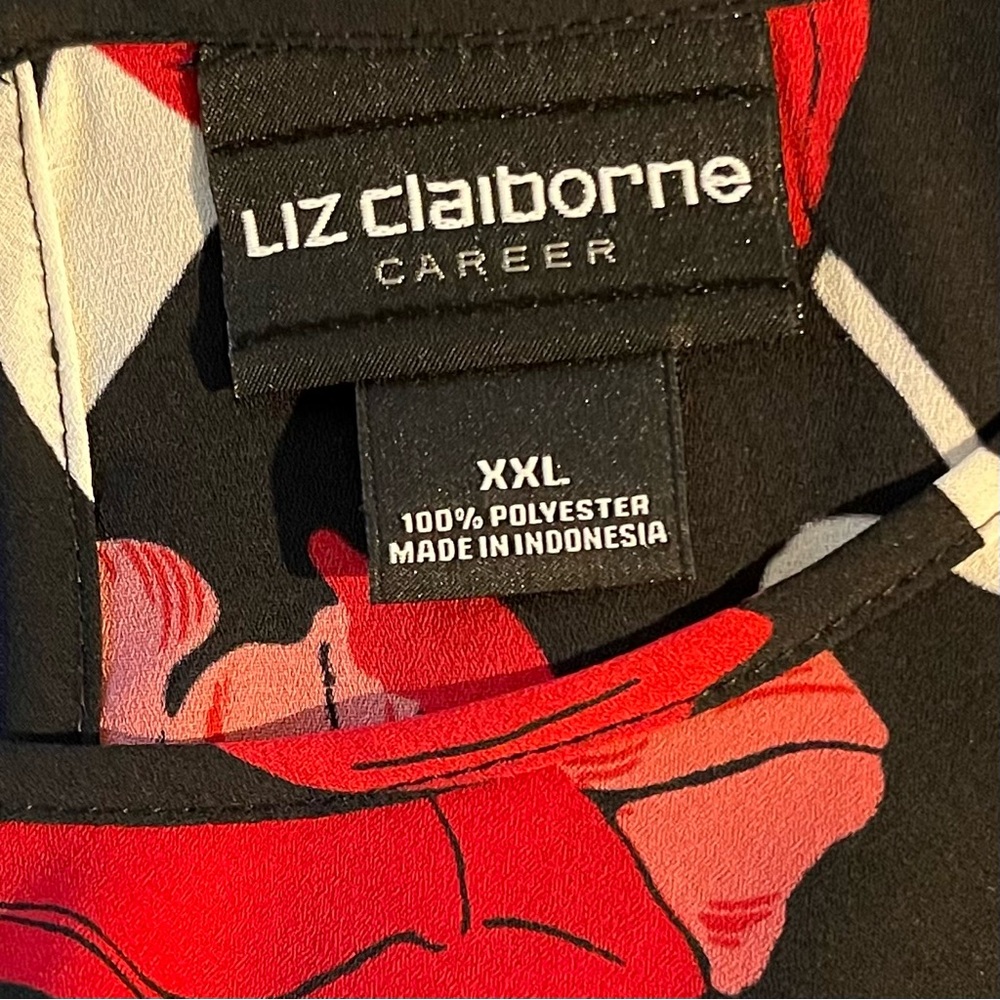 Liz Claiborne Career Floral Bell Sleeve Blouse, XXL - Picture 4 of 7